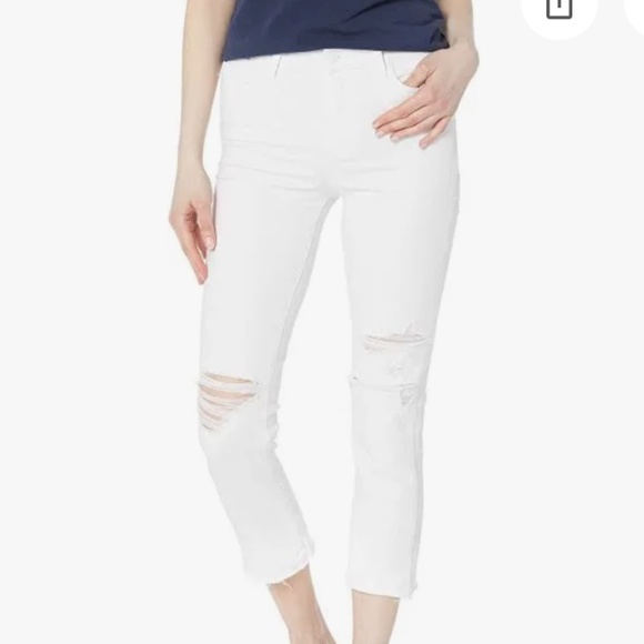 PAIGE Denim - Paige Hoxton Crop White Distressed Jeans Size 31 (size 12)